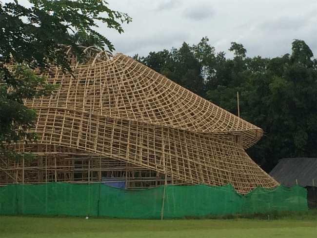 Bamboo school under construction